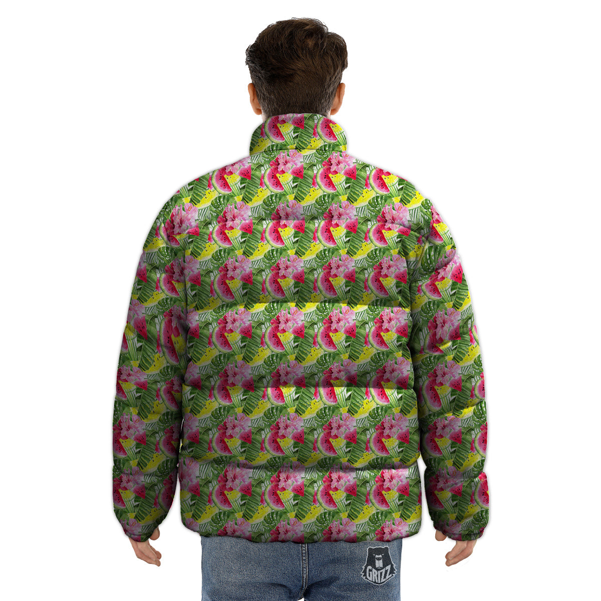 Watermelon Cute Tropical Print Pattern Puffer Jacket-grizzshop