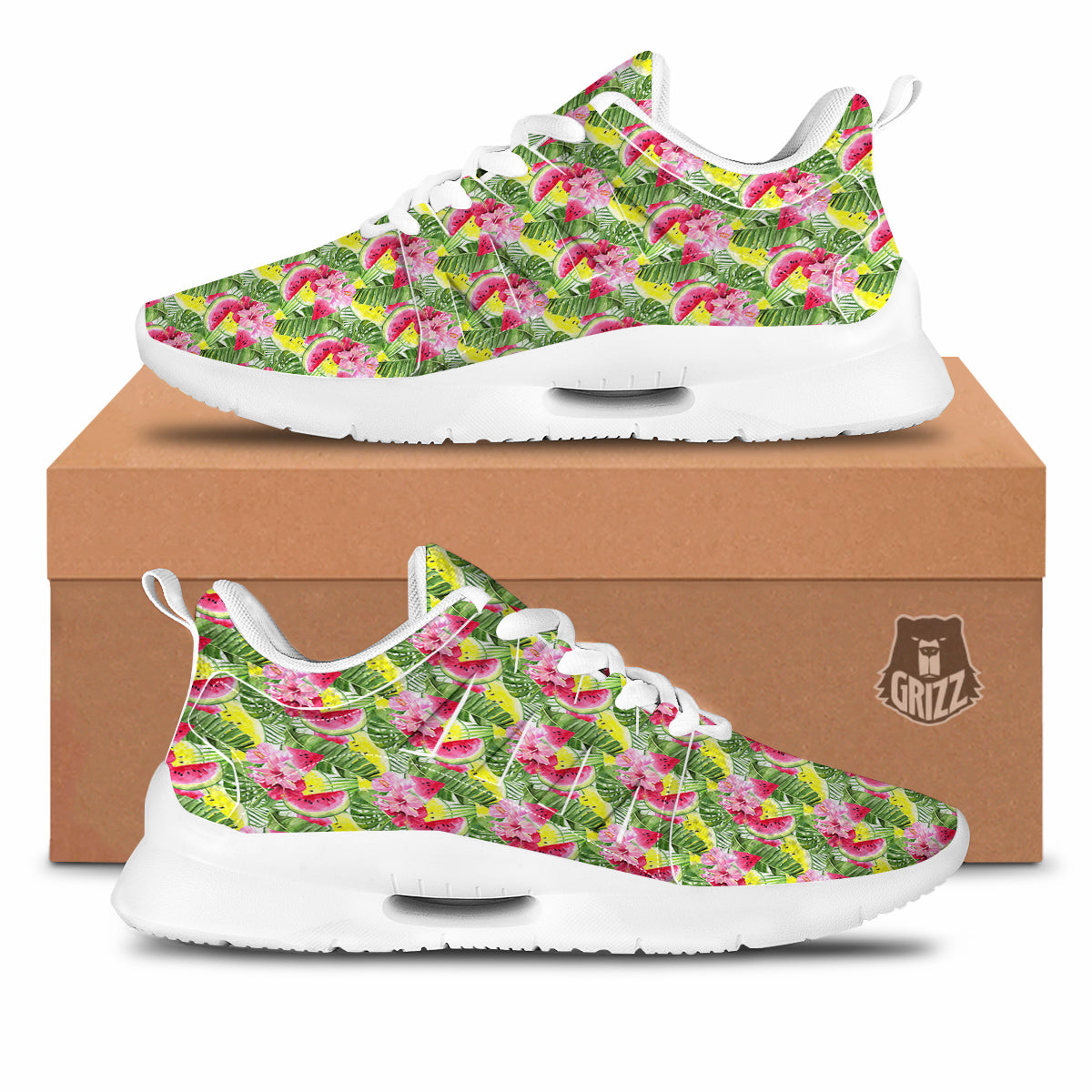 Watermelon Cute Tropical Print Pattern Tennis Shoes-grizzshop