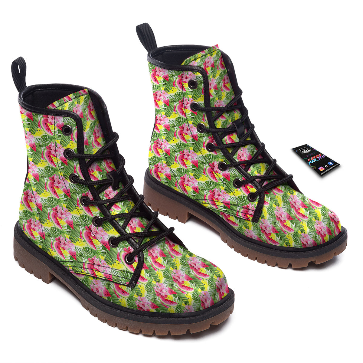 Watermelon Cute Tropical Print Pattern Work Boots-grizzshop