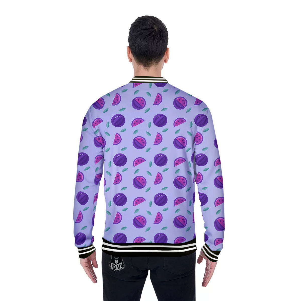 Watermelon Fancy Purple Print Pattern Baseball Jacket-grizzshop