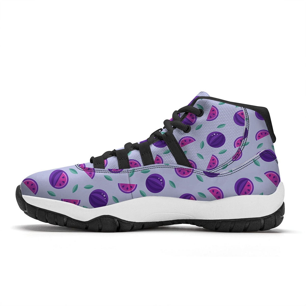 Watermelon Fancy Purple Print Pattern Black Bball Shoes-grizzshop