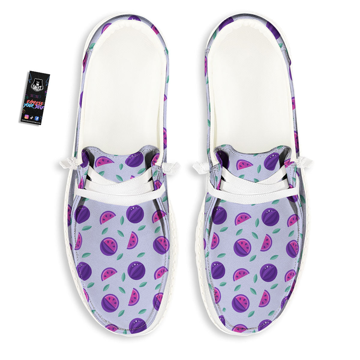 Watermelon Fancy Purple Print Pattern Black Loafers-grizzshop