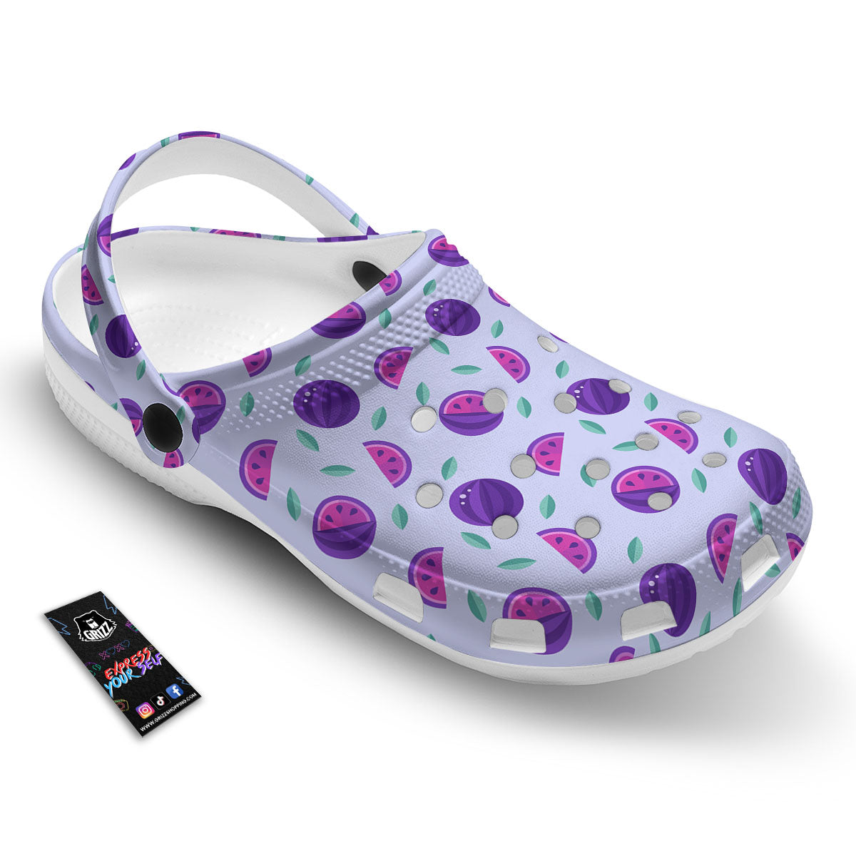 Watermelon Fancy Purple Print Pattern Clog-grizzshop