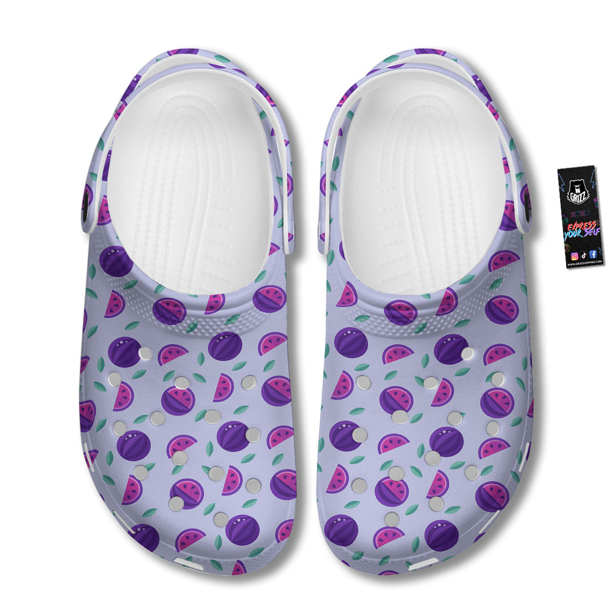 Watermelon Fancy Purple Print Pattern Clog-grizzshop