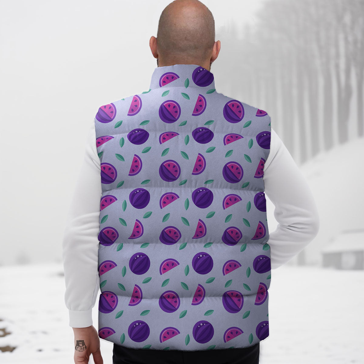 Watermelon Fancy Purple Print Pattern Down Vest-grizzshop