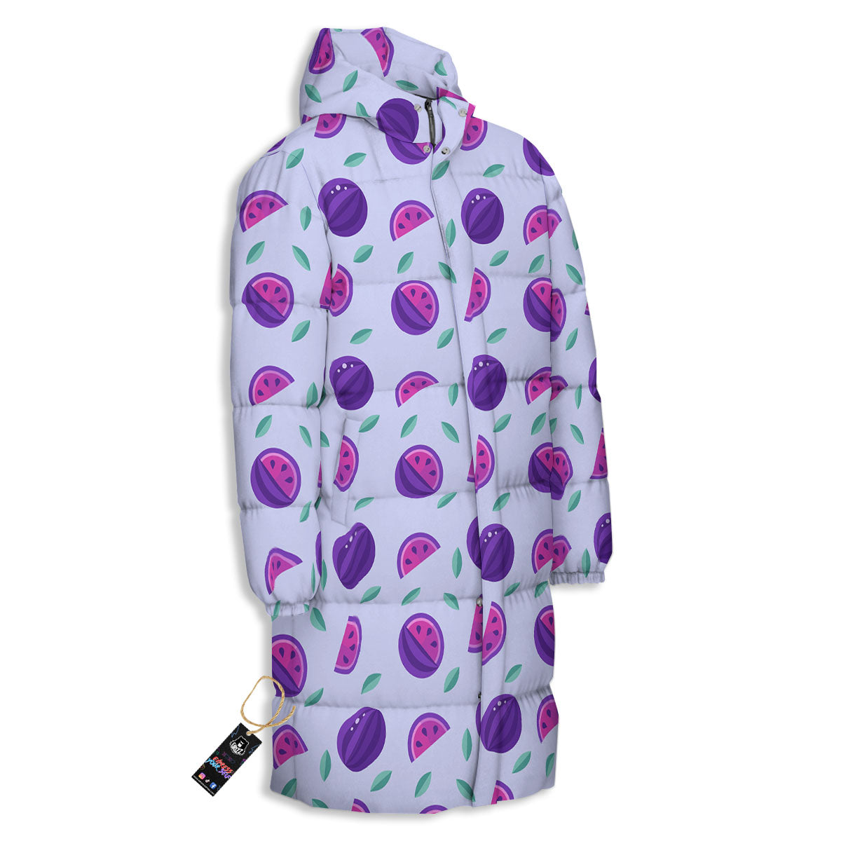 Watermelon Fancy Purple Print Pattern Long Down Jacket-grizzshop