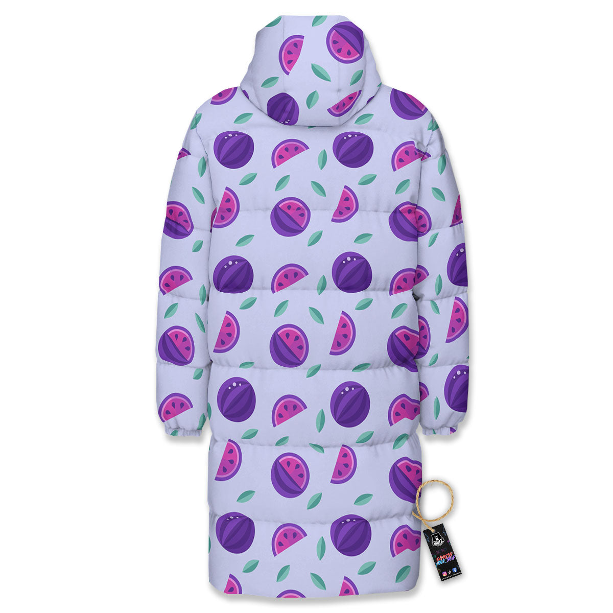 Watermelon Fancy Purple Print Pattern Long Down Jacket-grizzshop