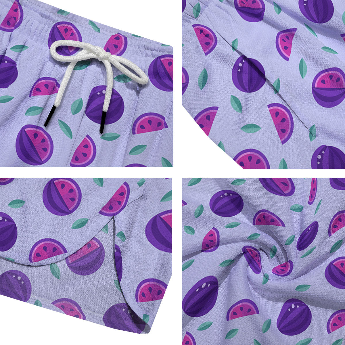 Watermelon Fancy Purple Print Pattern Men's Running Shorts-grizzshop