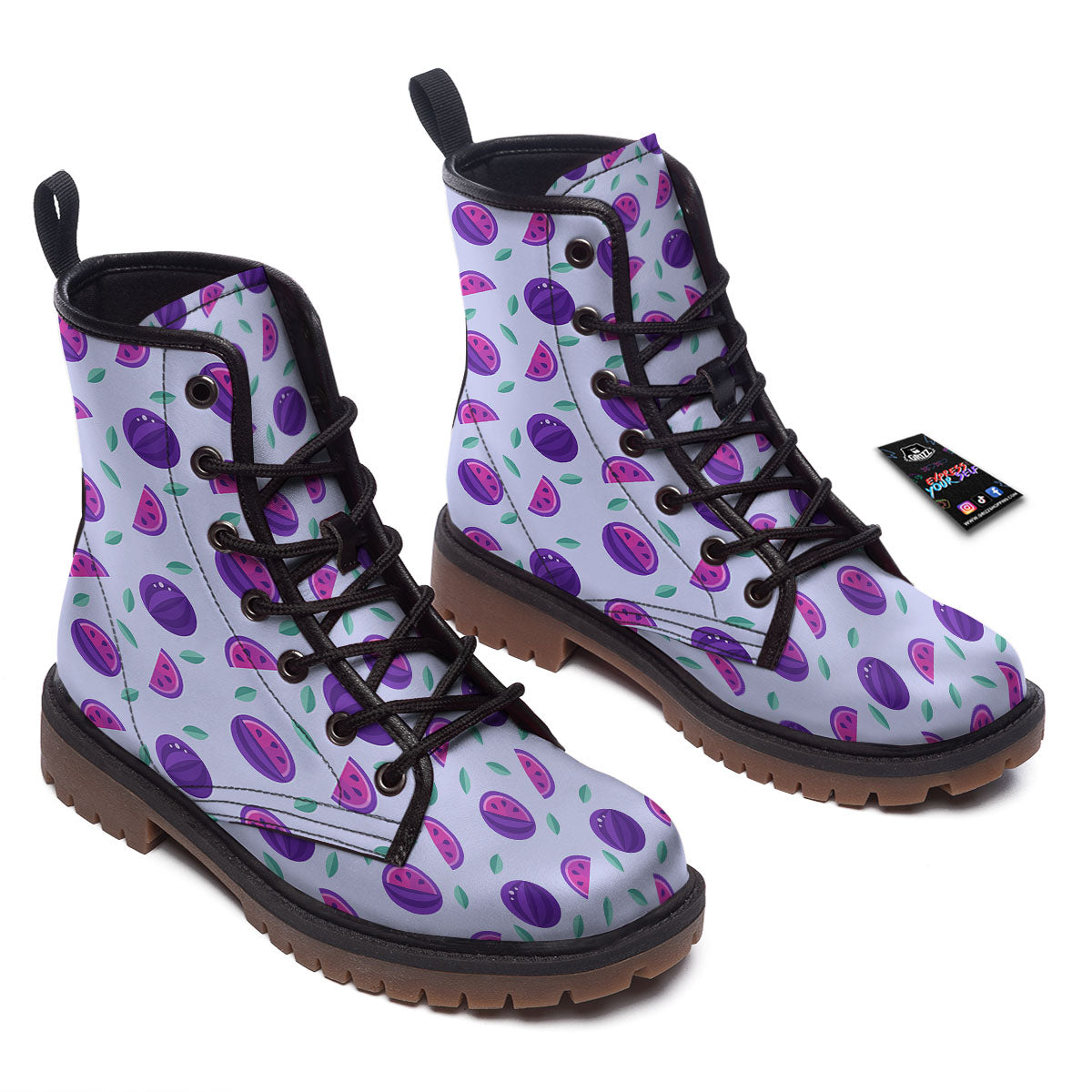 Watermelon Fancy Purple Print Pattern Work Boots-grizzshop