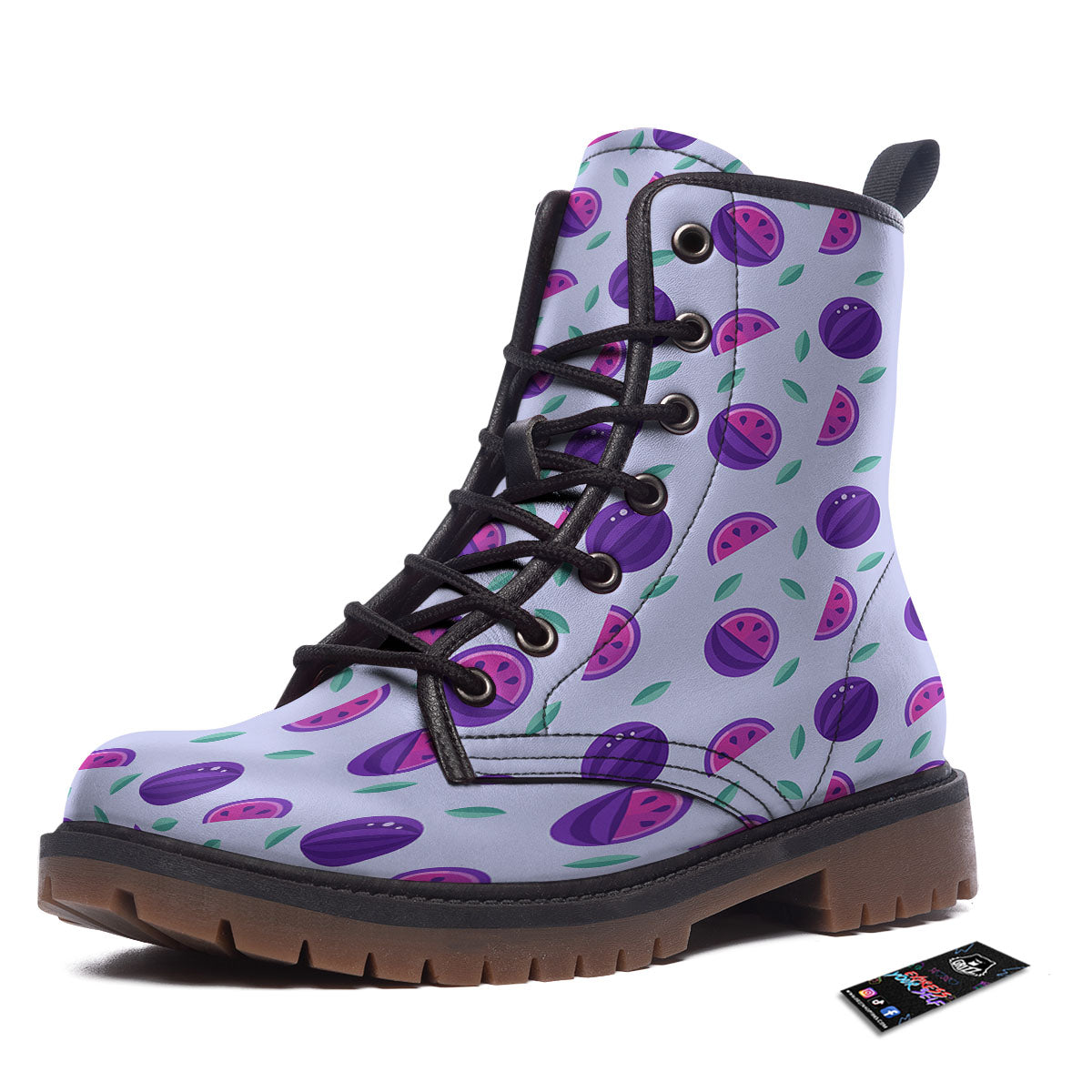 Watermelon Fancy Purple Print Pattern Work Boots-grizzshop