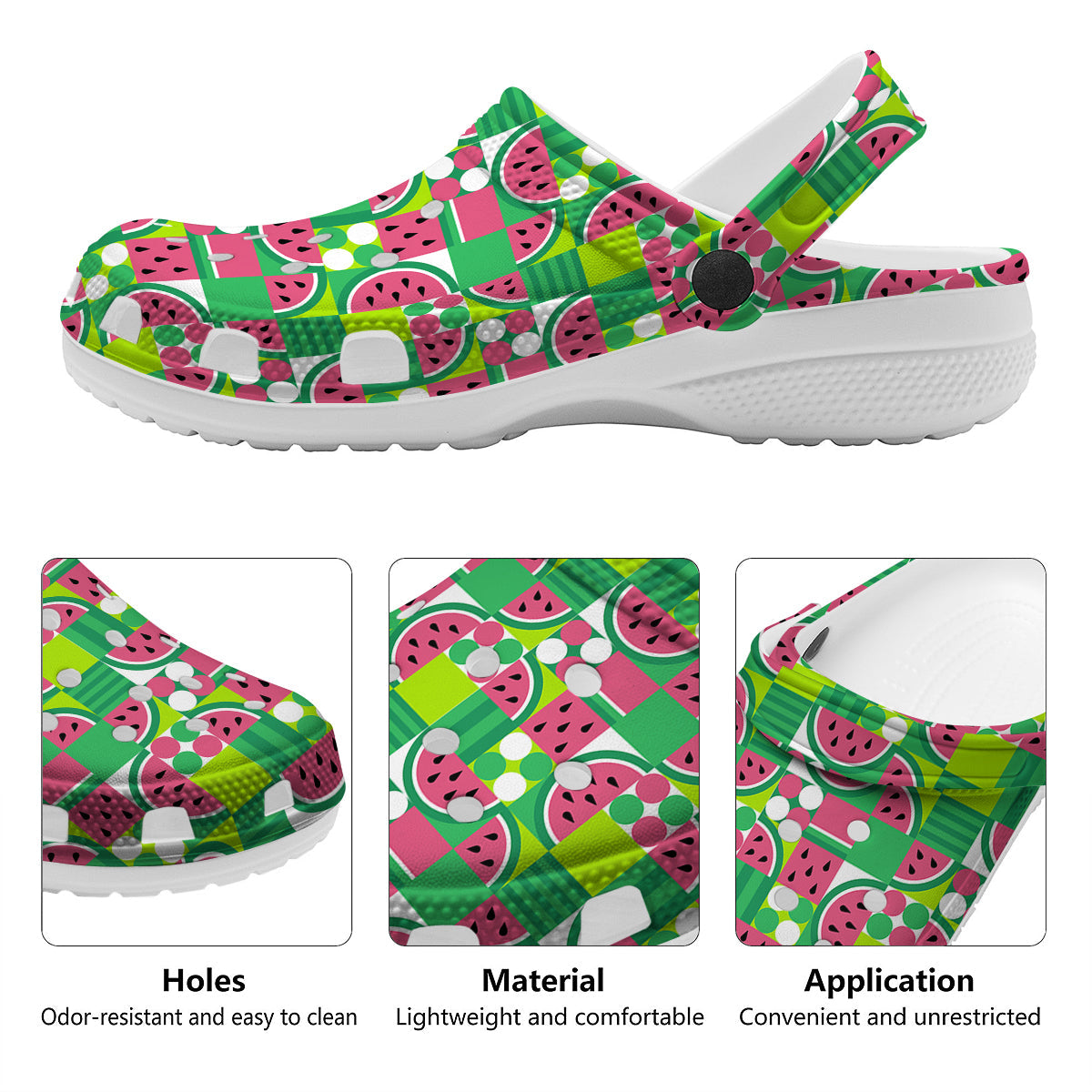 Watermelon Fruit Slice Geometric Print Clog-grizzshop