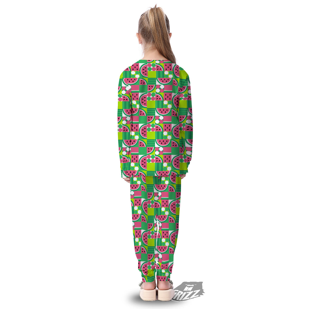 Watermelon Fruit Slice Geometric Print Kid's Pajamas-grizzshop