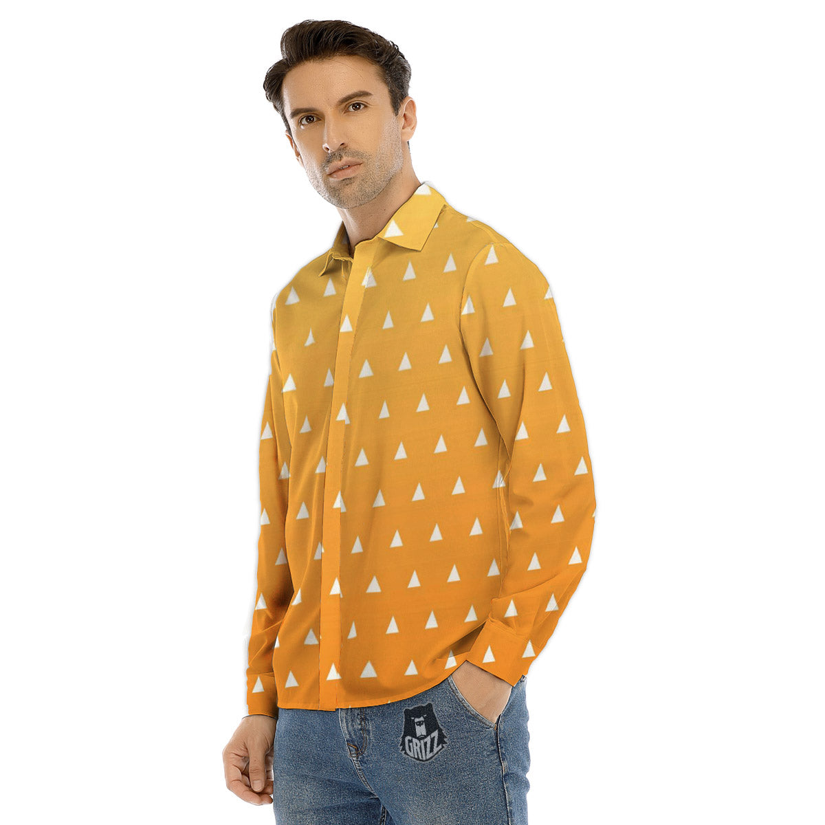 Watermelon Fruit Slice Geometric Print Men's Dress Shirts-grizzshop
