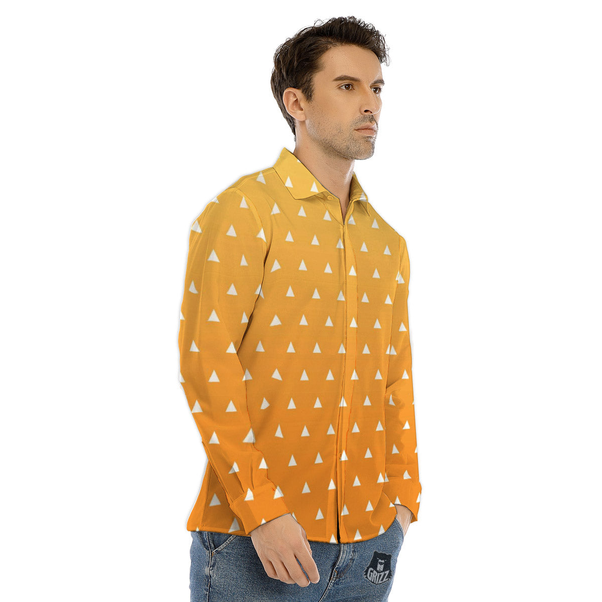Watermelon Fruit Slice Geometric Print Men's Dress Shirts-grizzshop