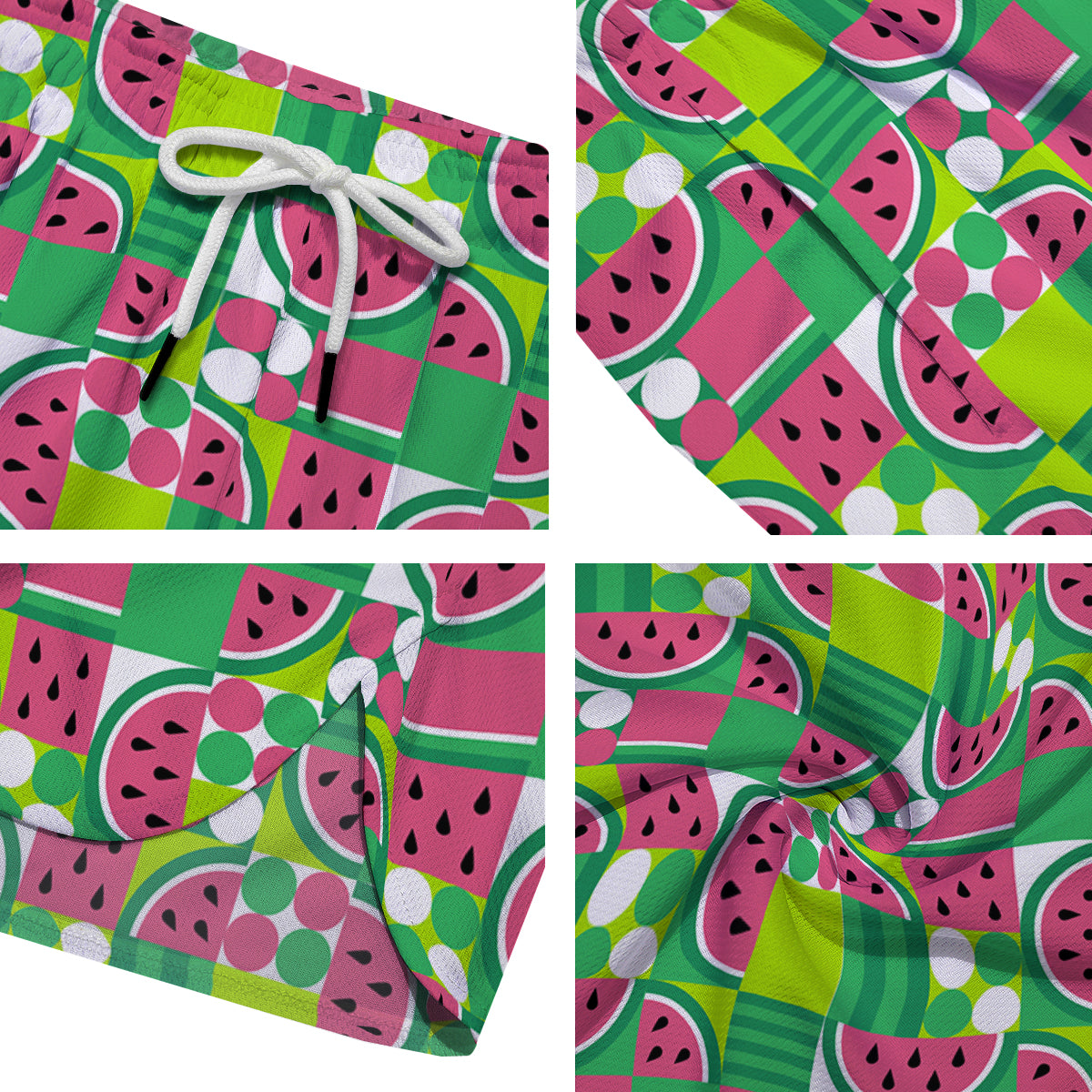 Watermelon Fruit Slice Geometric Print Men's Running Shorts-grizzshop
