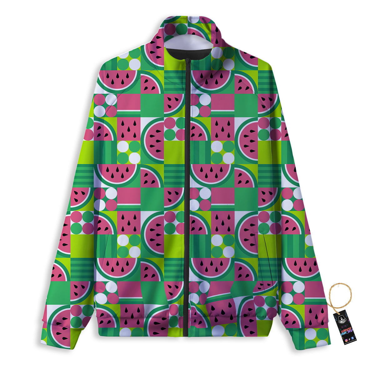Watermelon Fruit Slice Geometric Print Track Jacket-grizzshop
