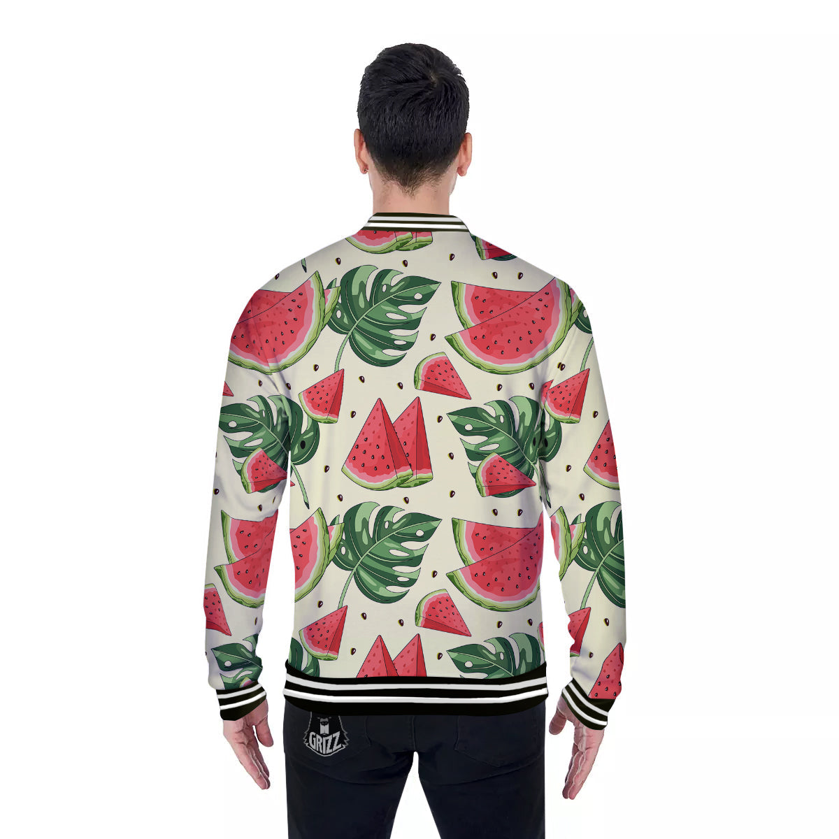 Watermelon Leaf Tropical Print Pattern Baseball Jacket-grizzshop
