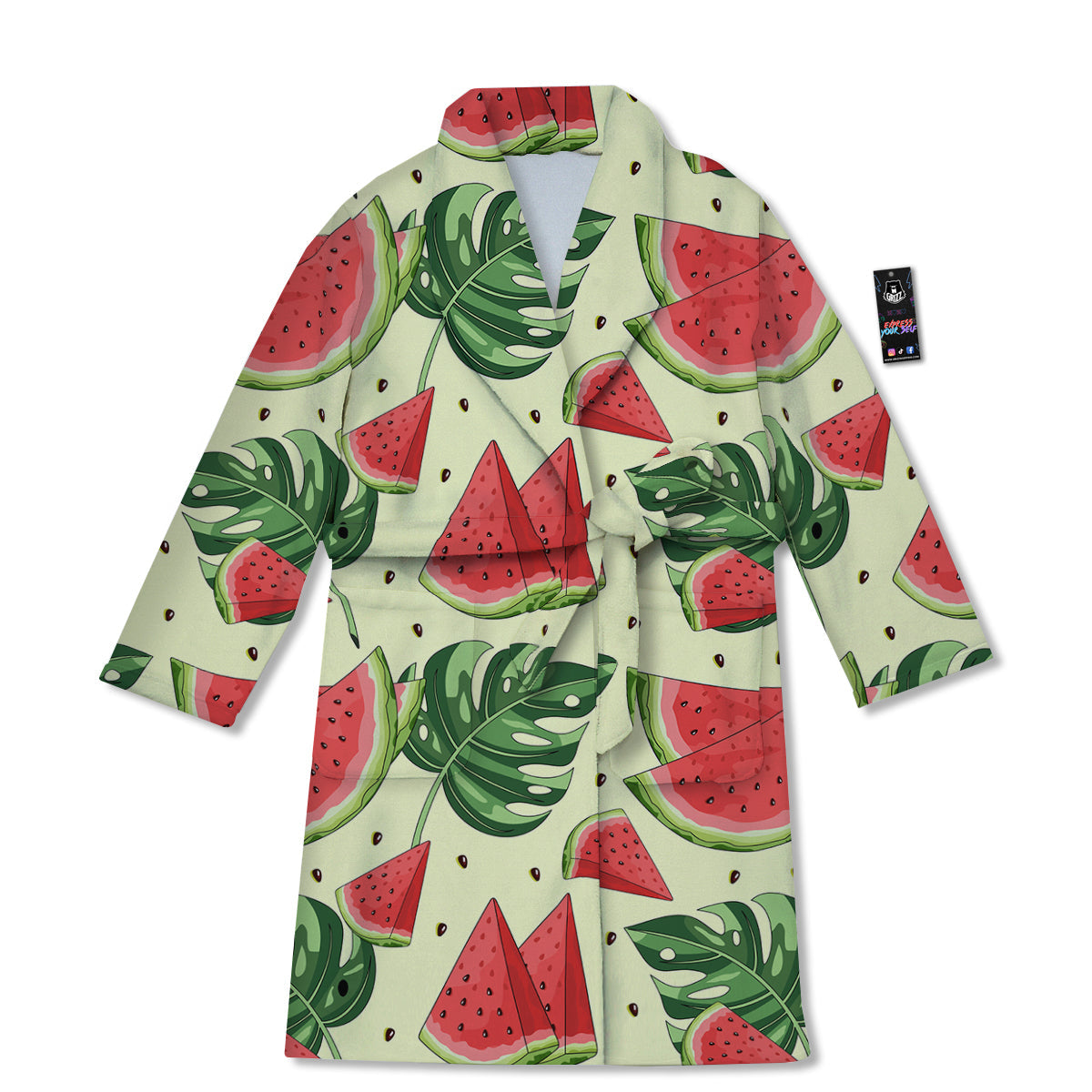 Watermelon Leaf Tropical Print Pattern Bathrobe-grizzshop