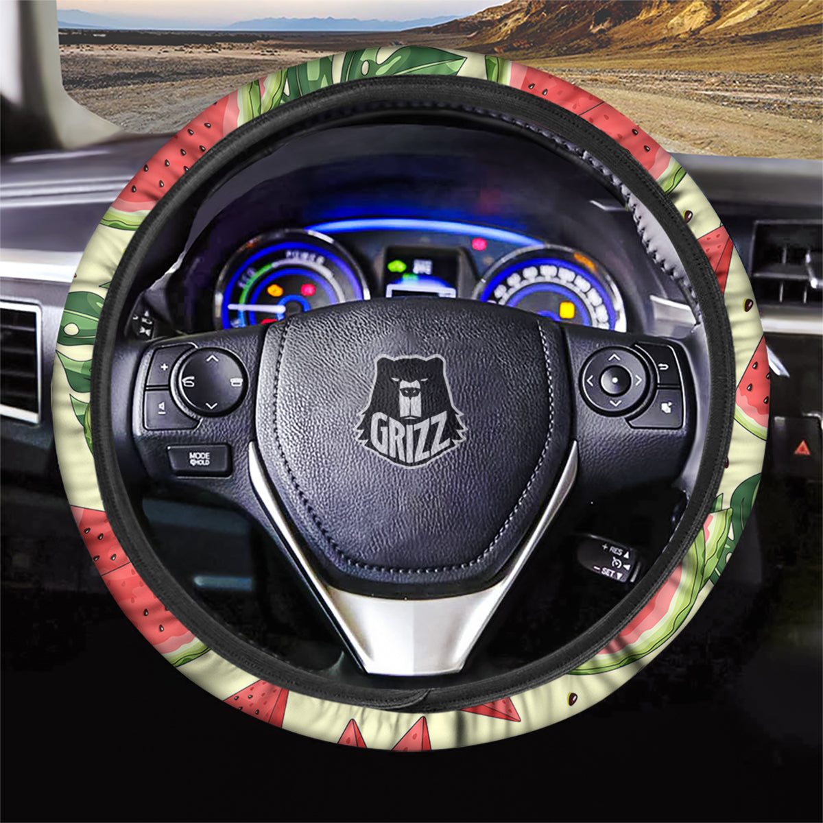 Watermelon Leaf Tropical Print Pattern Car Steering Wheel Cover-grizzshop