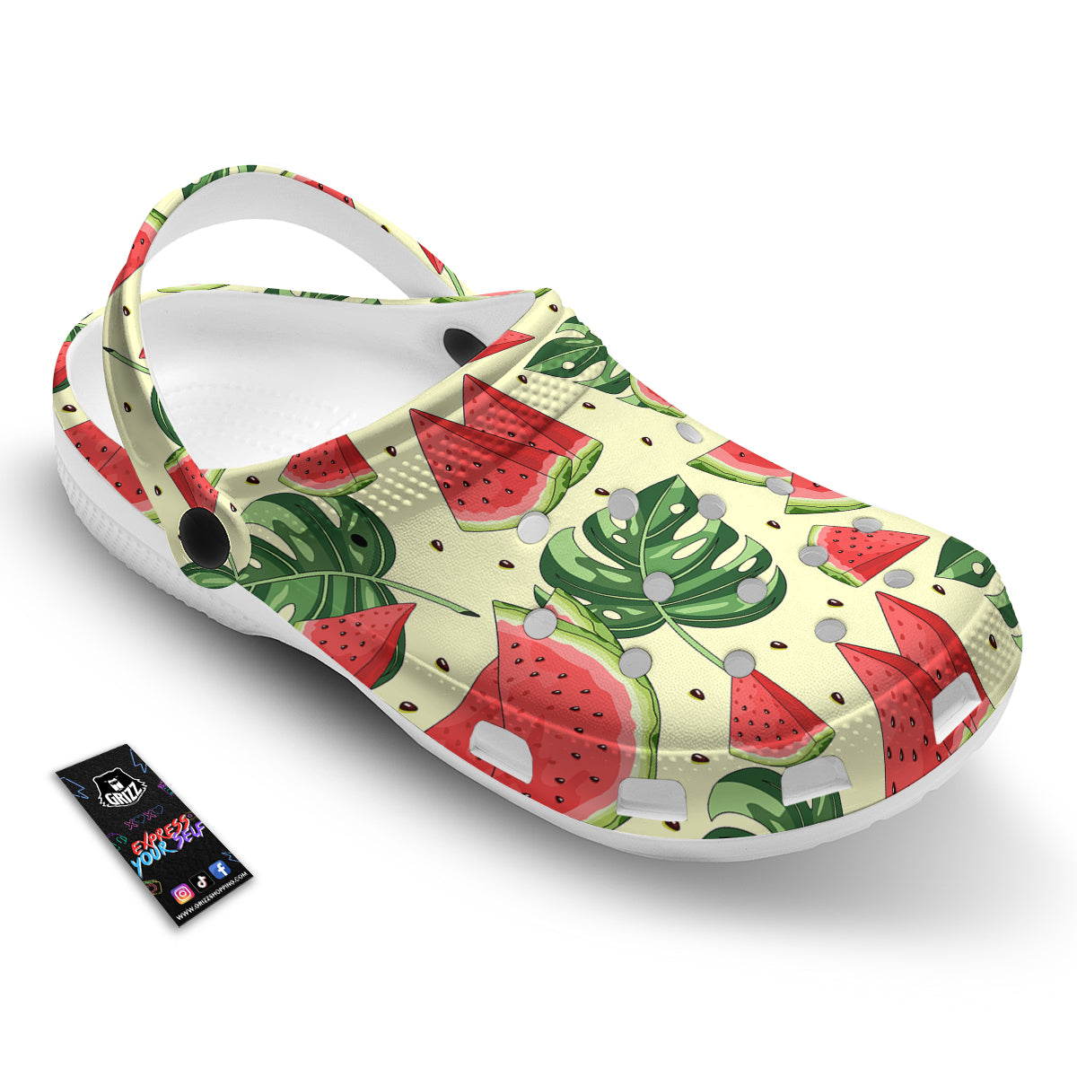 Watermelon Leaf Tropical Print Pattern Clog-grizzshop