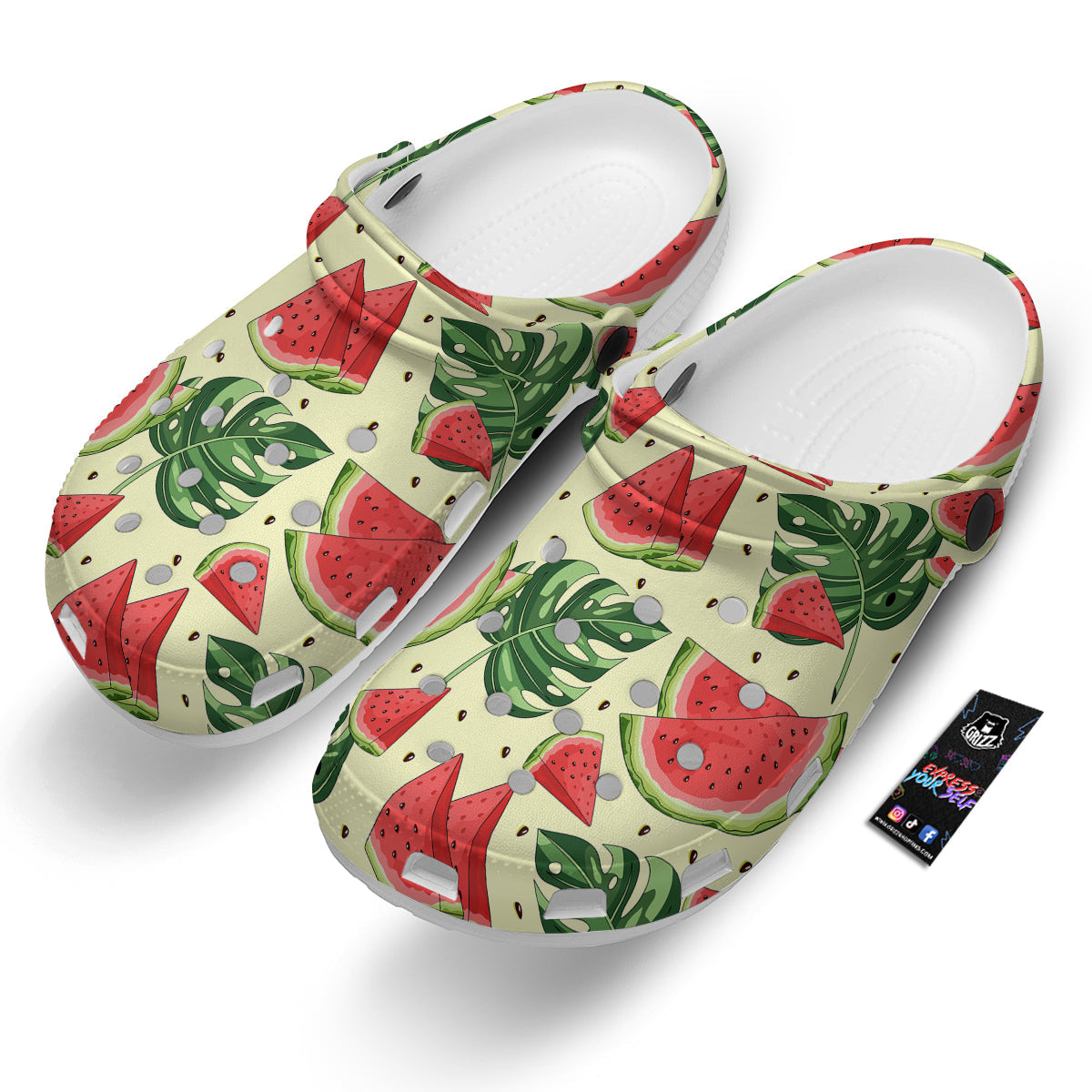 Watermelon Leaf Tropical Print Pattern Clog-grizzshop
