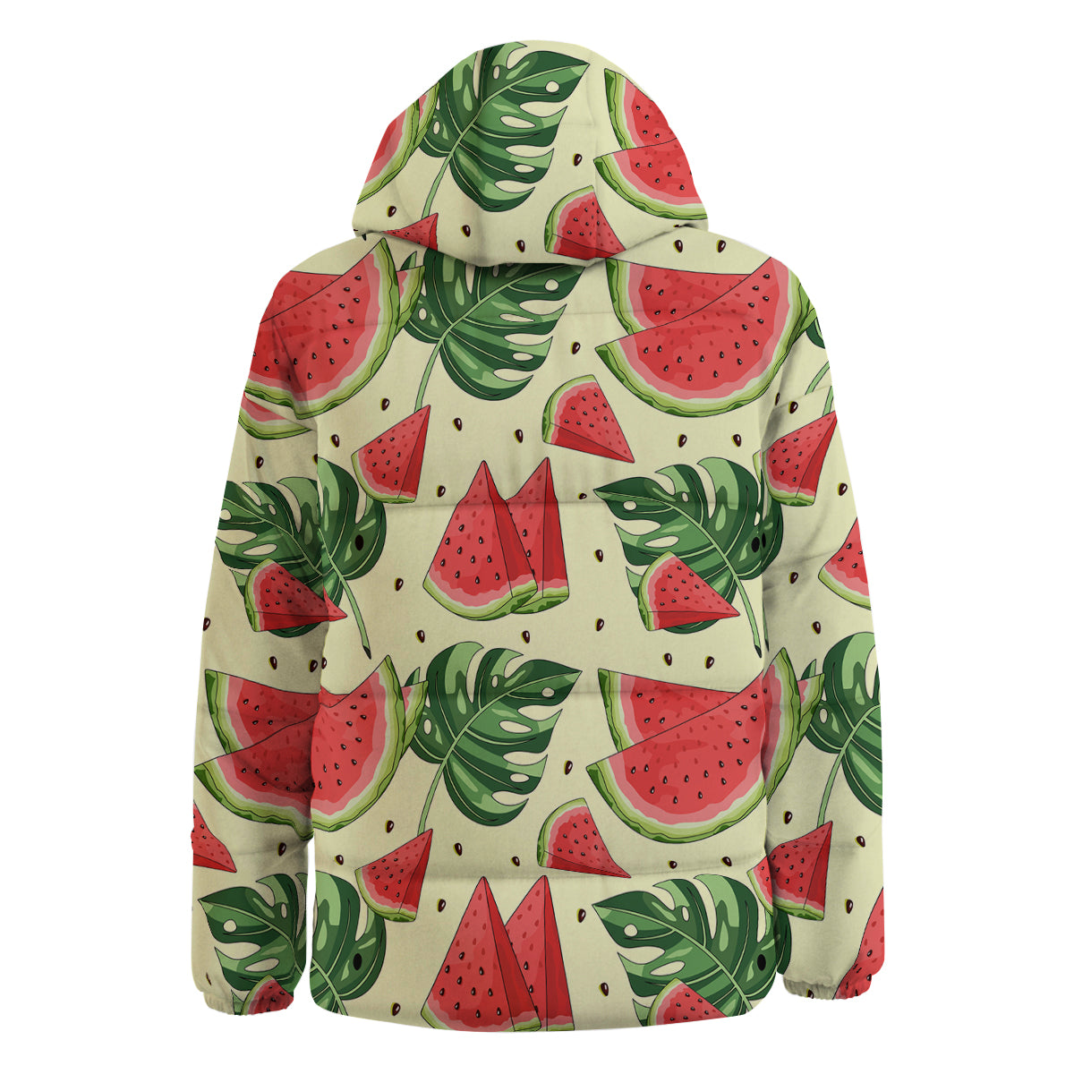 Watermelon Leaf Tropical Print Pattern Down Jacket-grizzshop