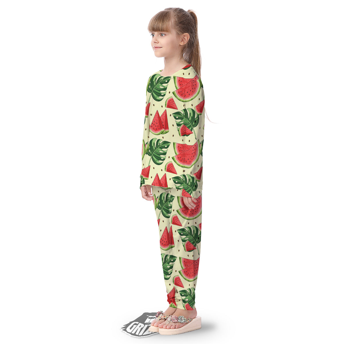 Watermelon Leaf Tropical Print Pattern Kid's Pajamas-grizzshop