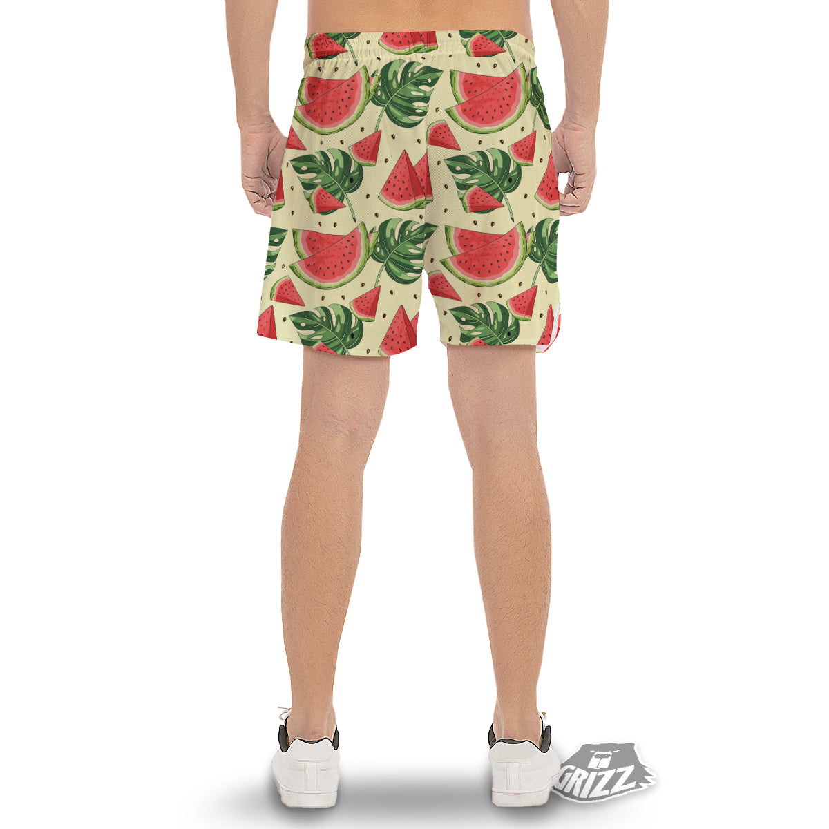 Watermelon Leaf Tropical Print Pattern Men's Gym Shorts-grizzshop