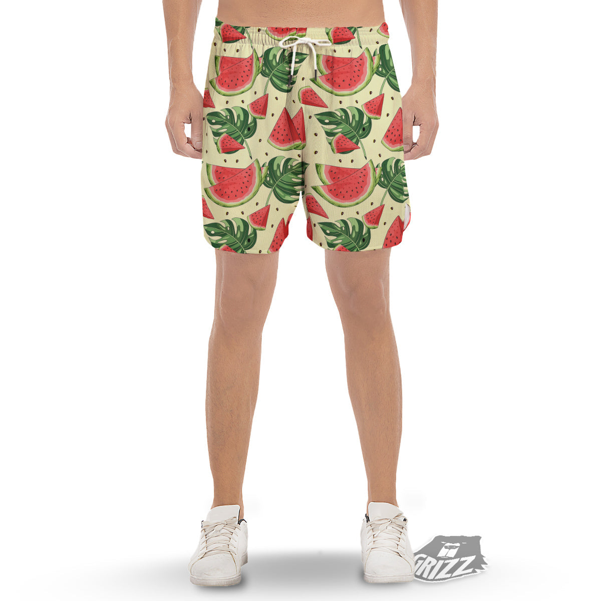 Watermelon Leaf Tropical Print Pattern Men's Gym Shorts-grizzshop