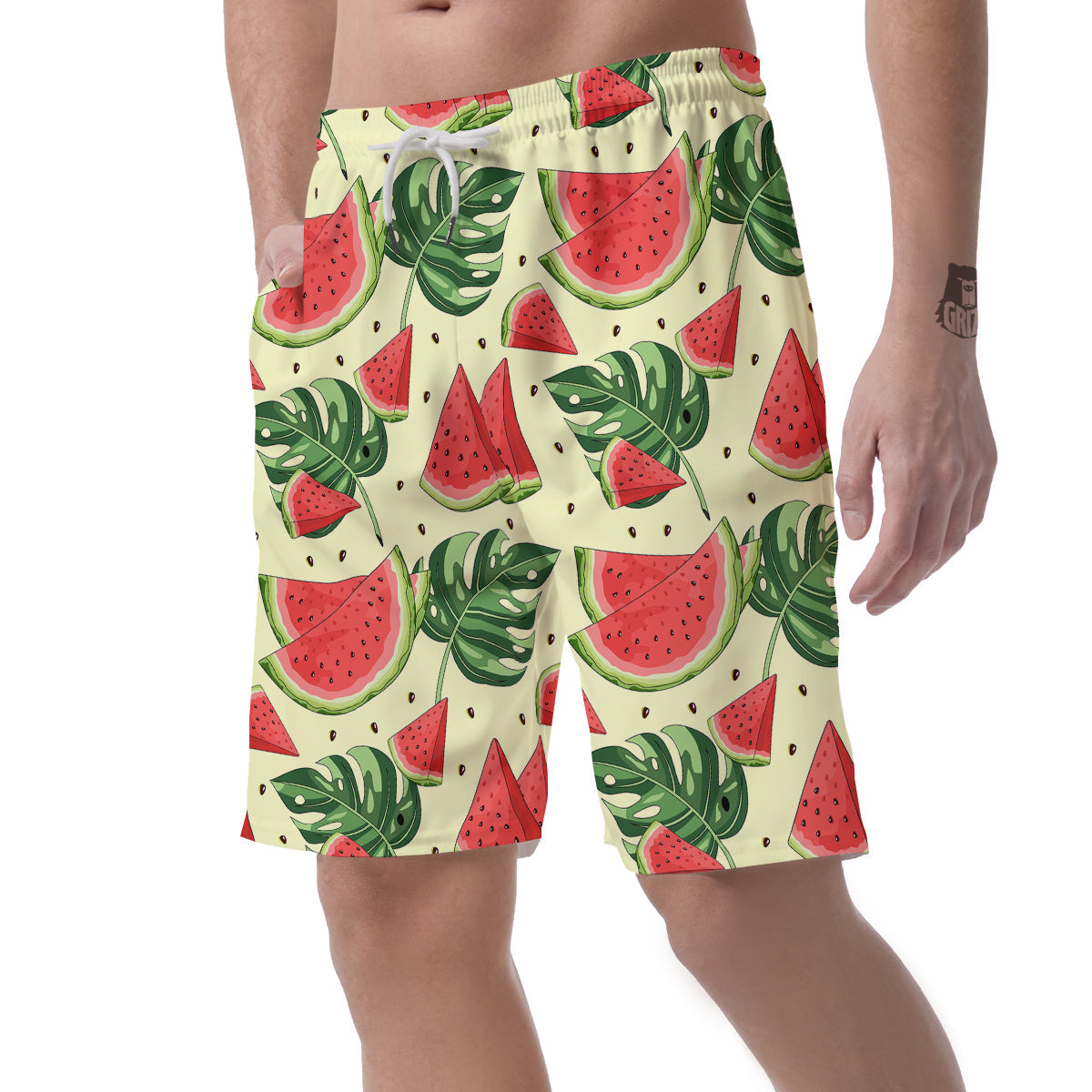 Watermelon Leaf Tropical Print Pattern Men's Shorts-grizzshop
