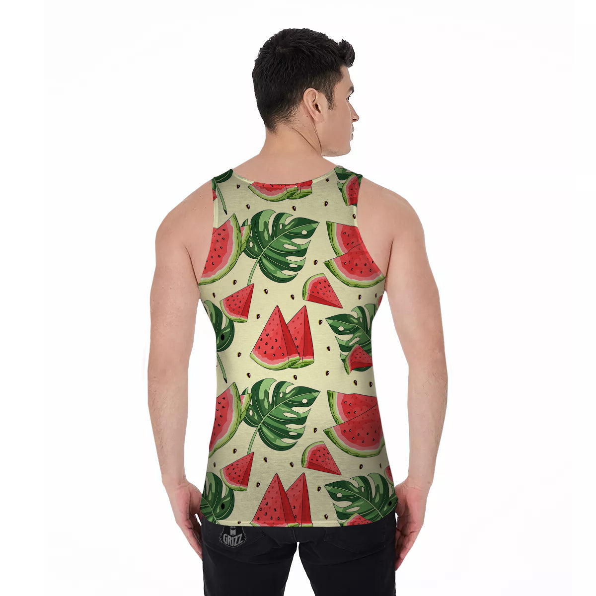Watermelon Leaf Tropical Print Pattern Men's Tank Top-grizzshop