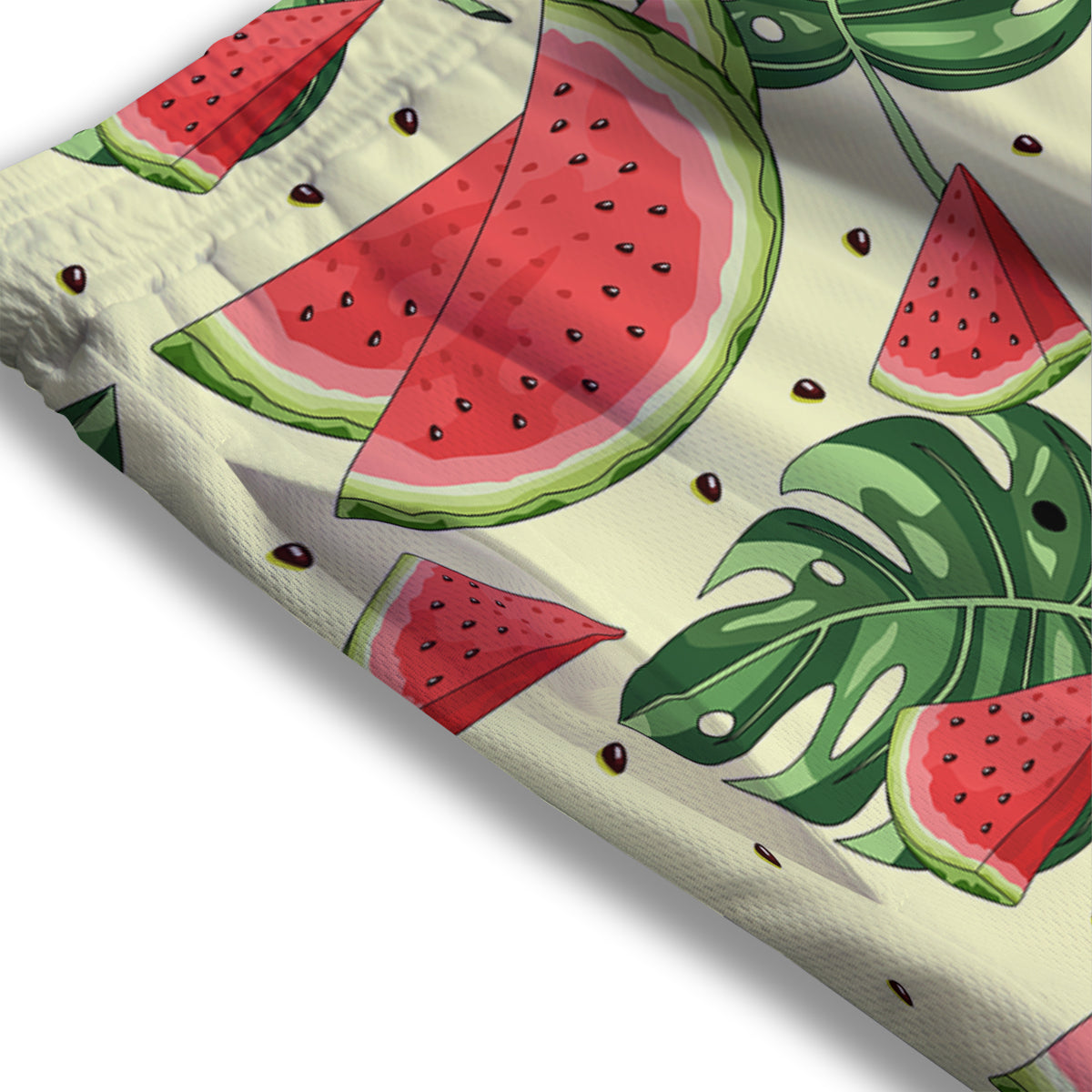 Watermelon Leaf Tropical Print Pattern Mesh Shorts