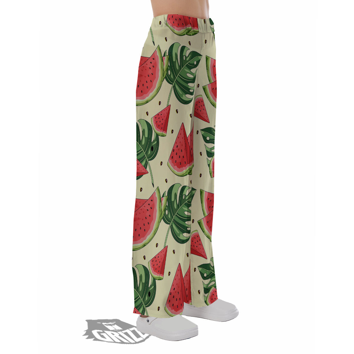 Watermelon Leaf Tropical Print Pattern Pajama Pants-grizzshop