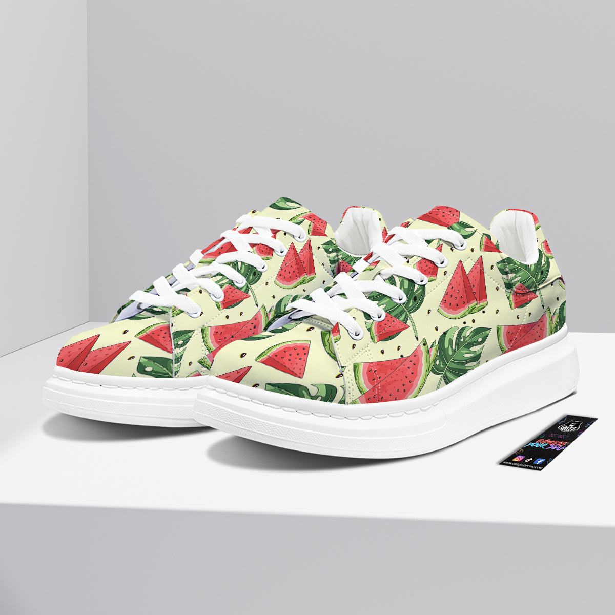 Watermelon Leaf Tropical Print Pattern Platform Shoes-grizzshop