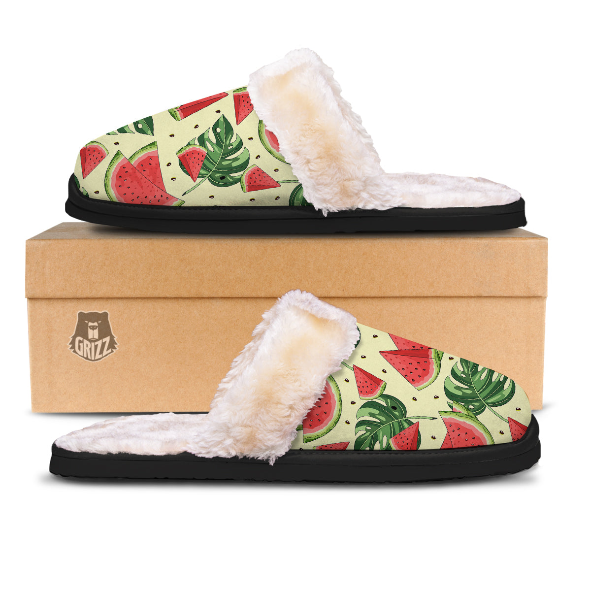 Watermelon Leaf Tropical Print Pattern Slippers-grizzshop