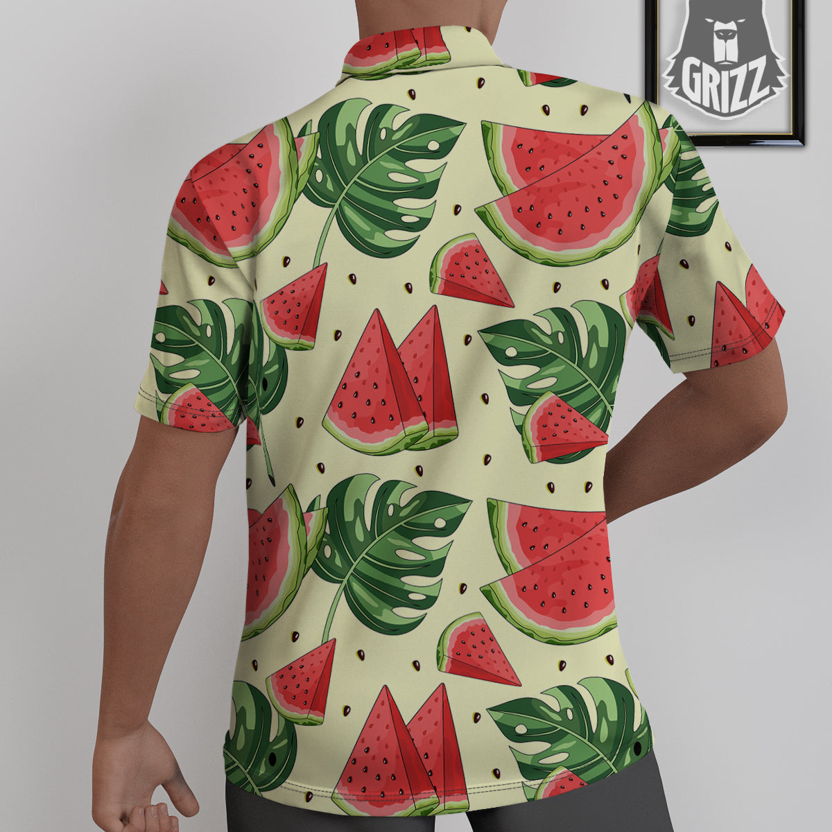 Watermelon Leaf Tropical Print Pattern Untucked Shirts-grizzshop