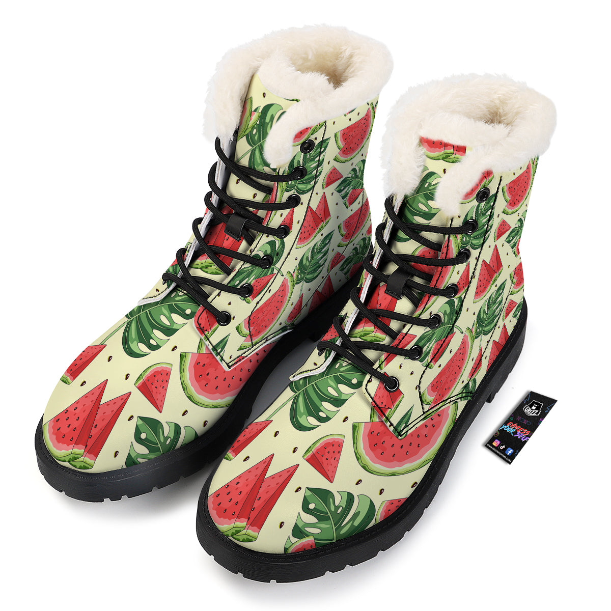 Watermelon Leaf Tropical Print Pattern Winter Boots-grizzshop