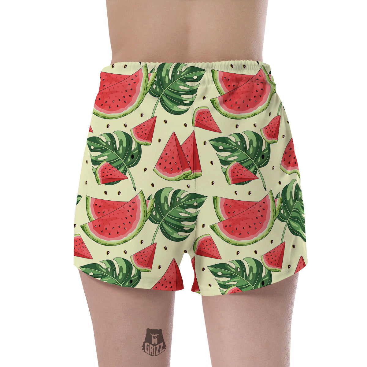 Watermelon Leaf Tropical Print Pattern Women's Shorts-grizzshop