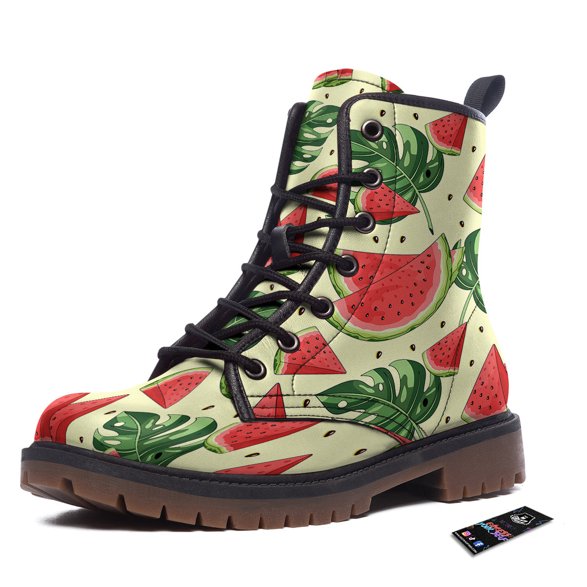 Watermelon Leaf Tropical Print Pattern Work Boots-grizzshop