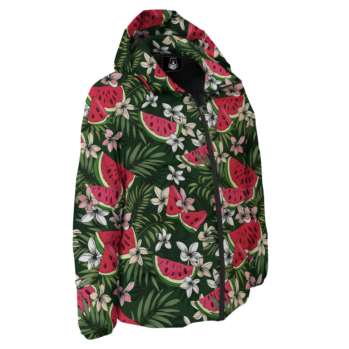 Watermelon Leaves Tropical Print Pattern Down Jacket-grizzshop