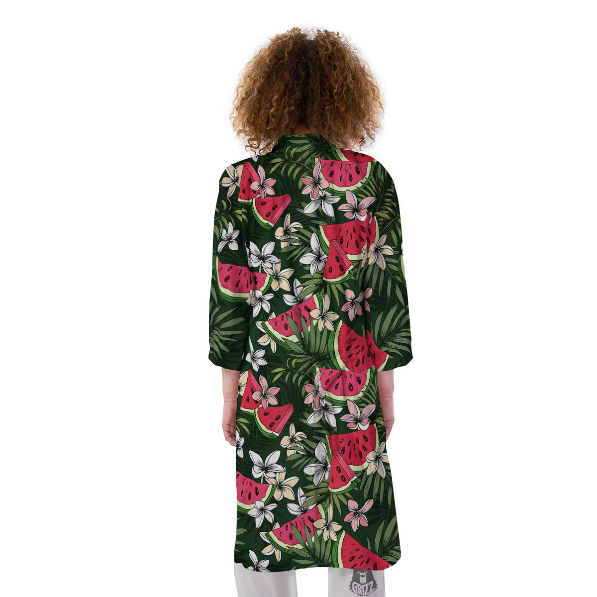 Watermelon Leaves Tropical Print Pattern Kimono-grizzshop