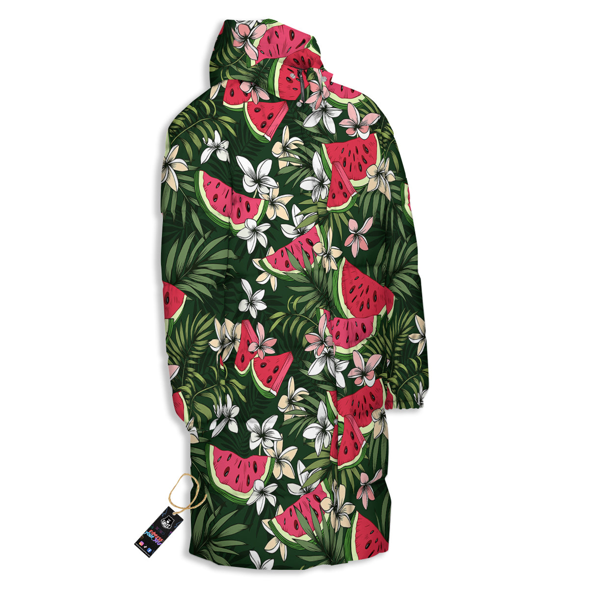 Watermelon Leaves Tropical Print Pattern Long Down Jacket-grizzshop