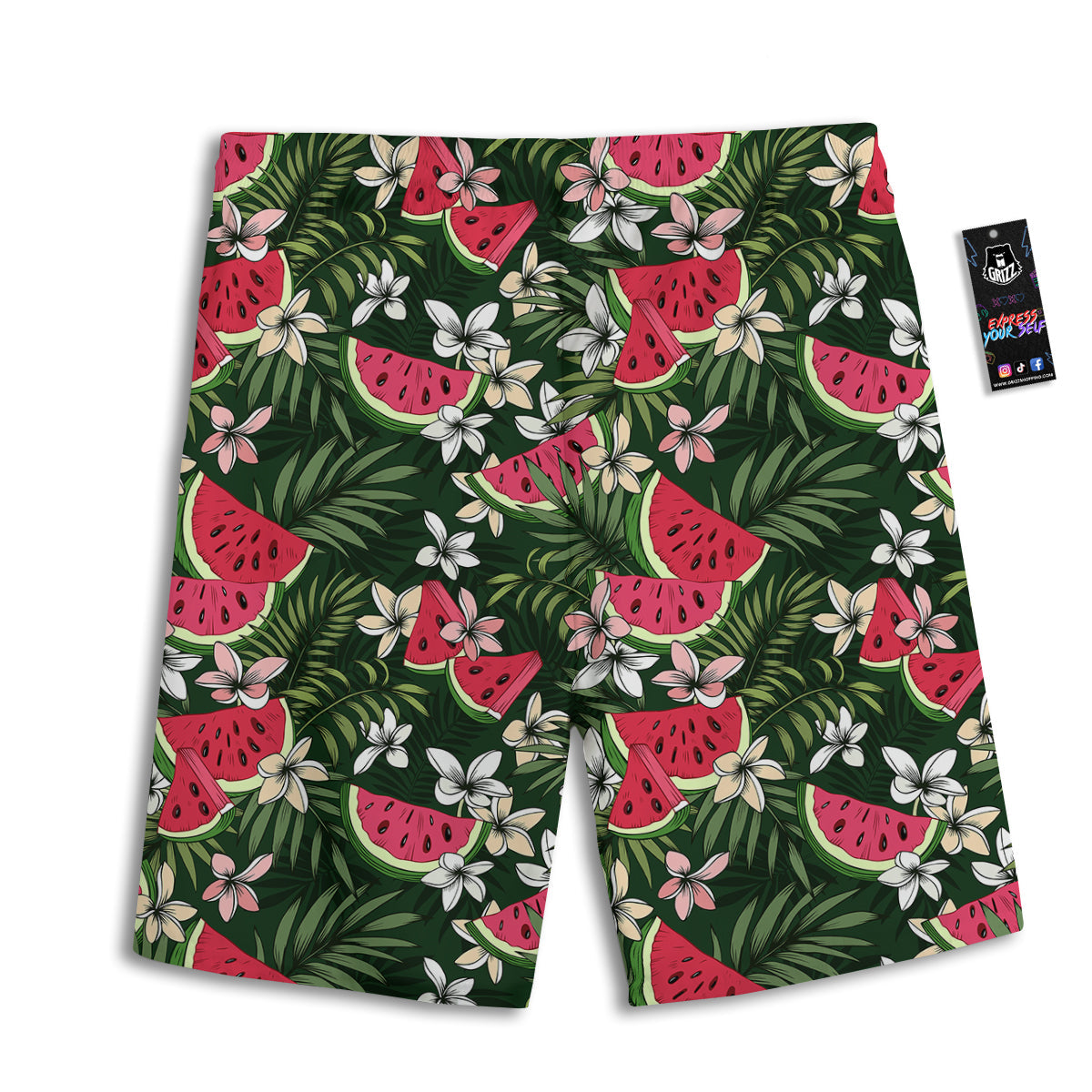 Watermelon Leaves Tropical Print Pattern Men's Athletic Shorts-grizzshop