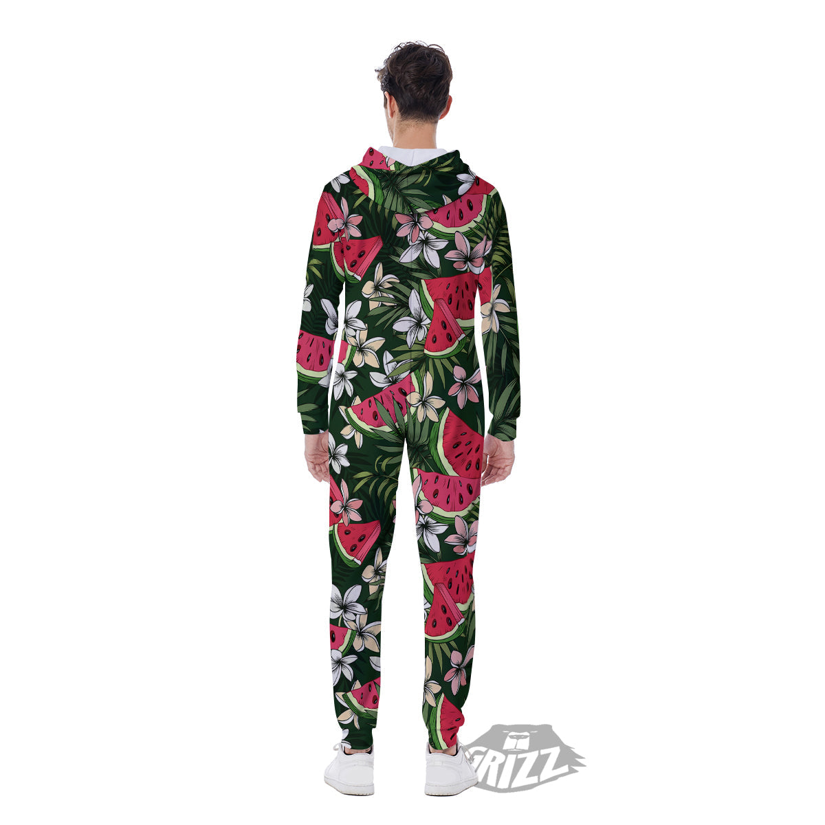 Watermelon Leaves Tropical Print Pattern Men's Jumpsuit-grizzshop