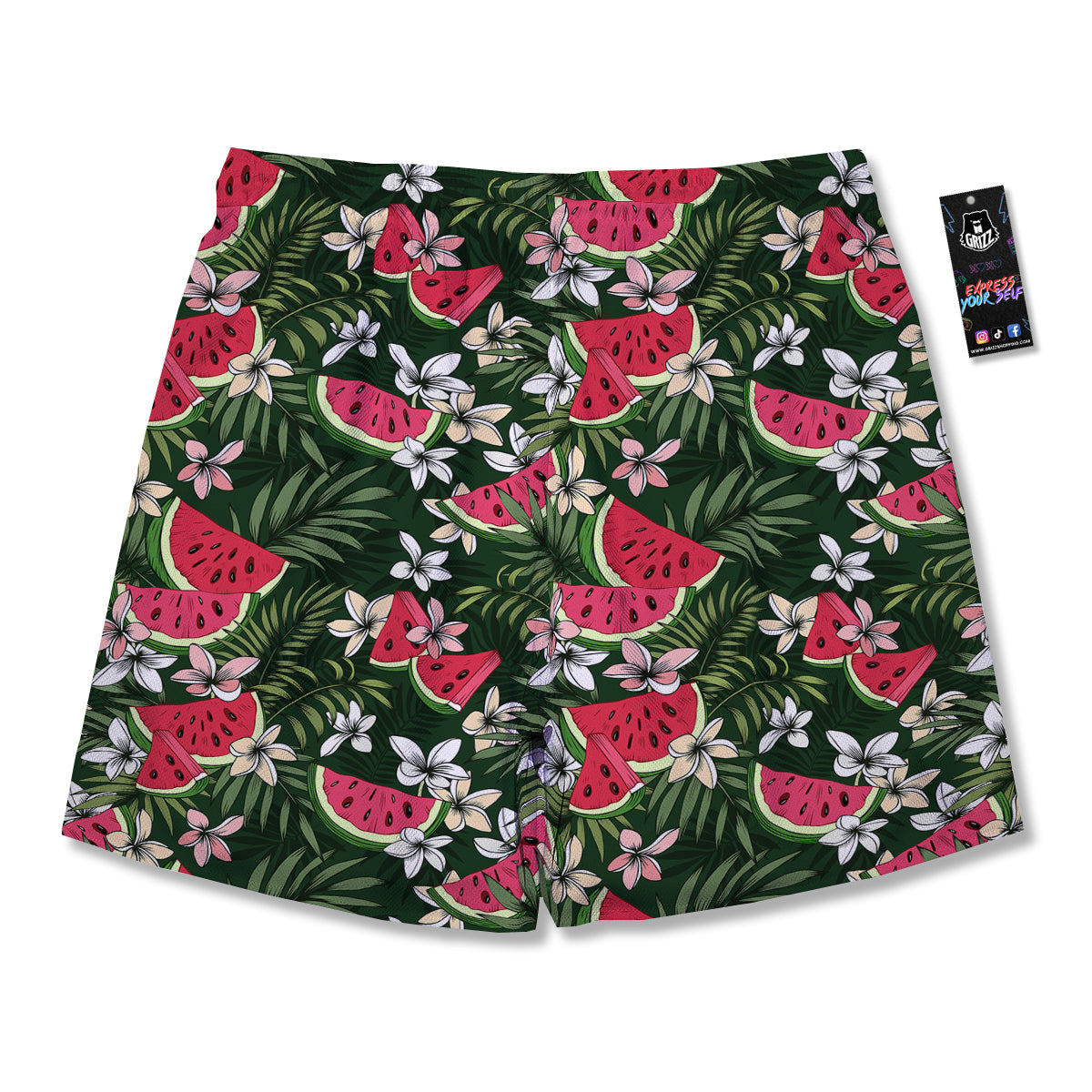 Watermelon Leaves Tropical Print Pattern Men's Running Shorts-grizzshop