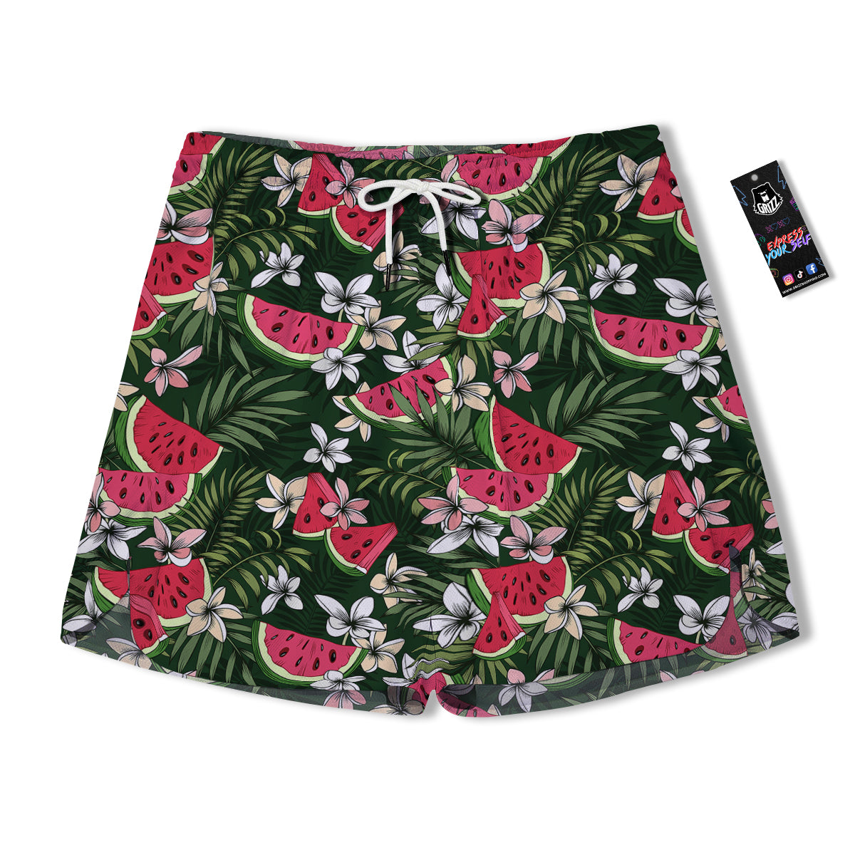 Watermelon Leaves Tropical Print Pattern Men's Running Shorts-grizzshop