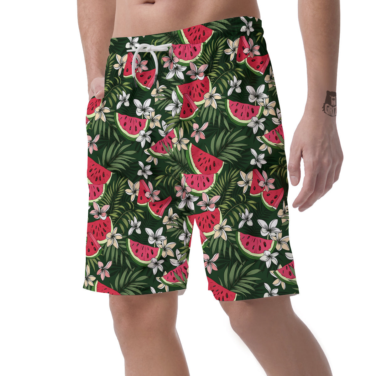 Watermelon Leaves Tropical Print Pattern Men's Shorts-grizzshop