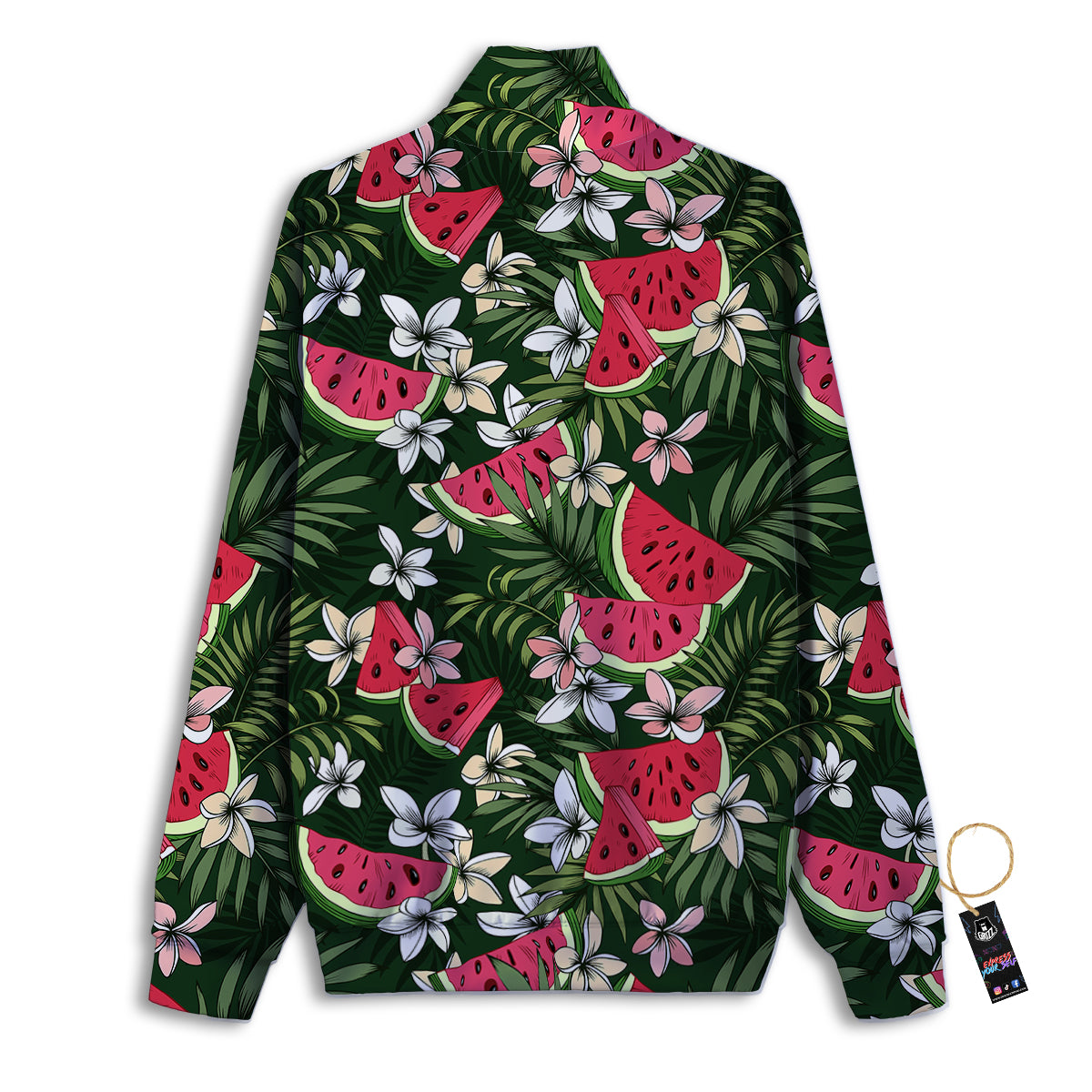 Watermelon Leaves Tropical Print Pattern Track Jacket-grizzshop