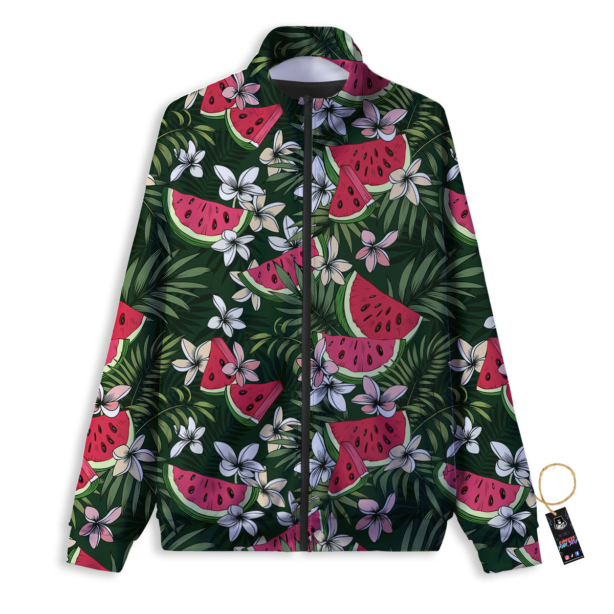 Watermelon Leaves Tropical Print Pattern Track Jacket-grizzshop