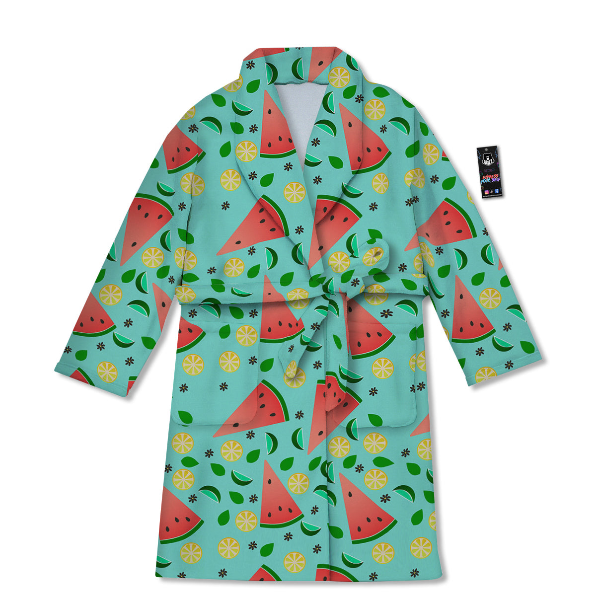 Watermelon Lime Green Print Pattern Bathrobe-grizzshop
